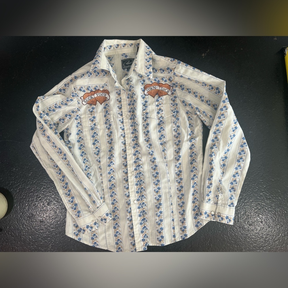 🎉 Roper Womens Long Sleeve Button Down White With Silver Snap Buttons Top Sz M